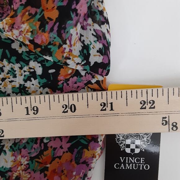 Vince Camuto Floral Tiered Babydoll Dress Fall Colors Mini Dress M Boho NWT - Picture 14 of 16